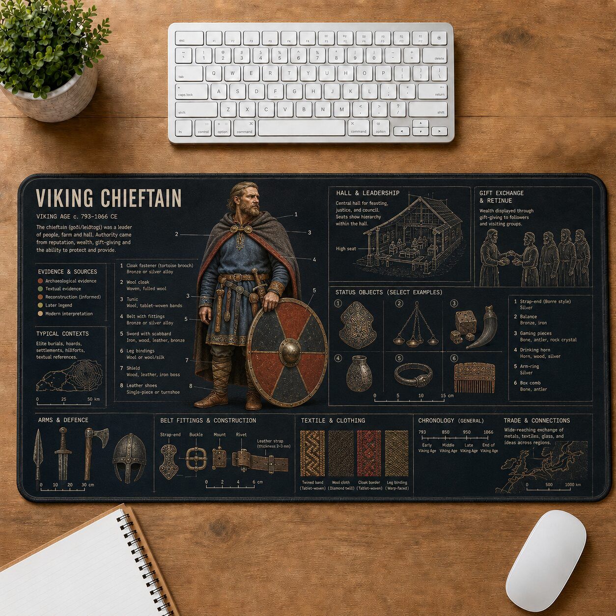 Viking Chieftain Viking History and Culture Guide Desk Mat | 5To9Vibe