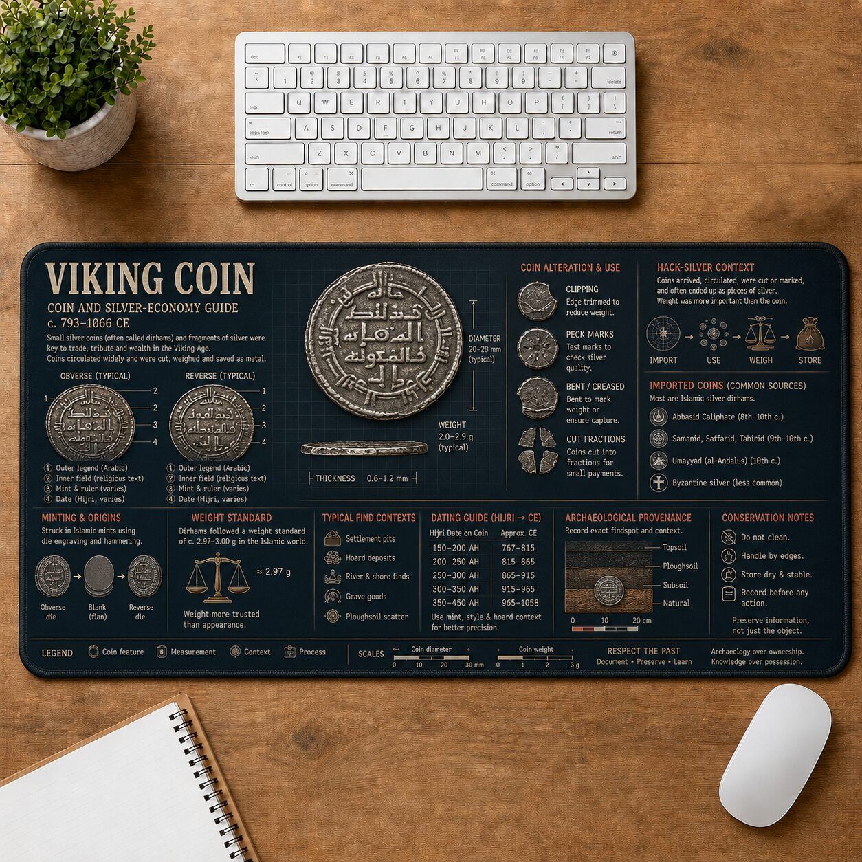 Viking Coin Viking History and Culture Guide Desk Mat | 5To9Vibe