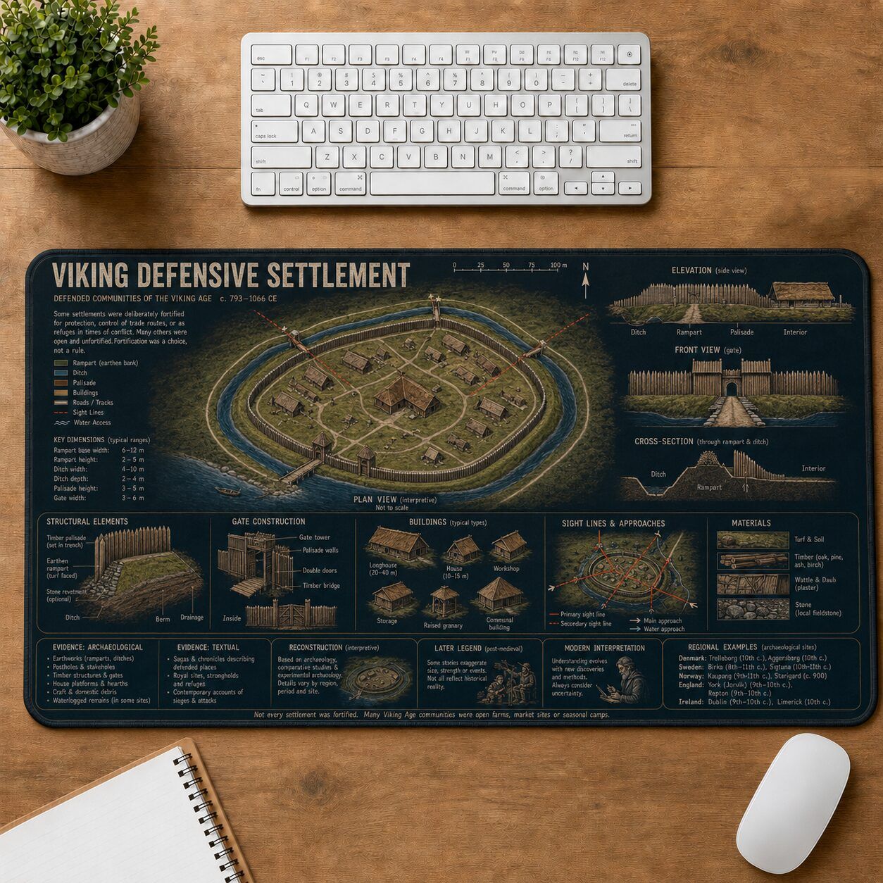 Viking Defensive Settlement Viking History and Culture Guide Desk Mat | 5To9Vibe
