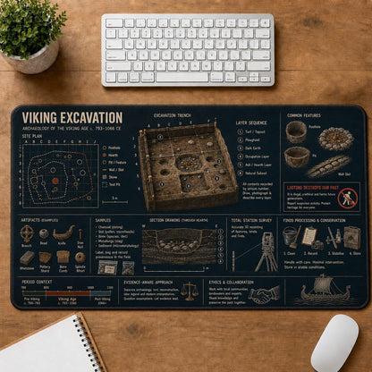 Viking Excavation Viking History and Culture Guide Desk Mat | 5To9Vibe
