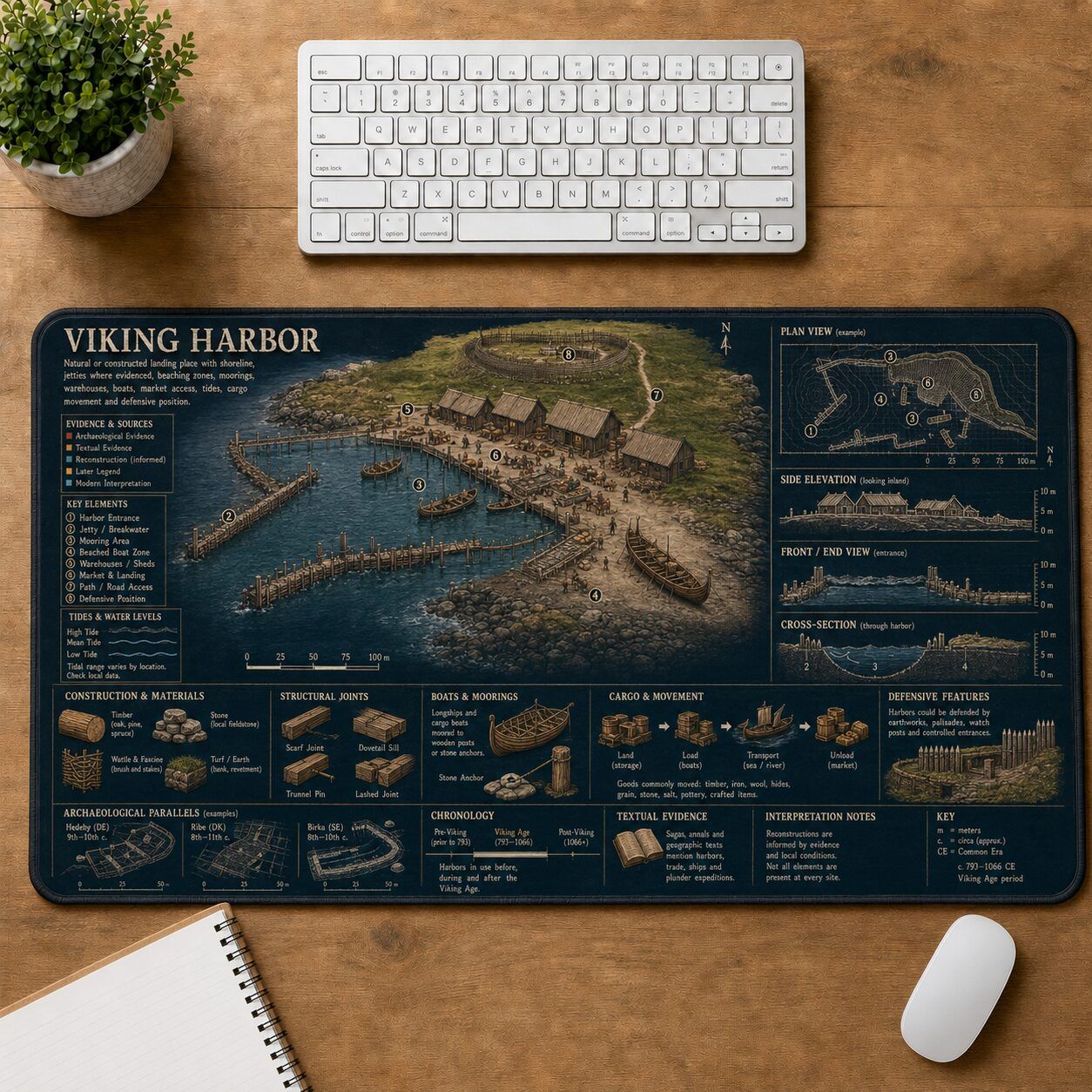 Viking Harbor Viking History and Culture Guide Desk Mat | 5To9Vibe