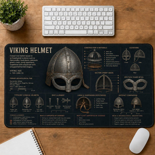 Viking Helmet Viking History and Culture Guide Desk Mat | 5To9Vibe