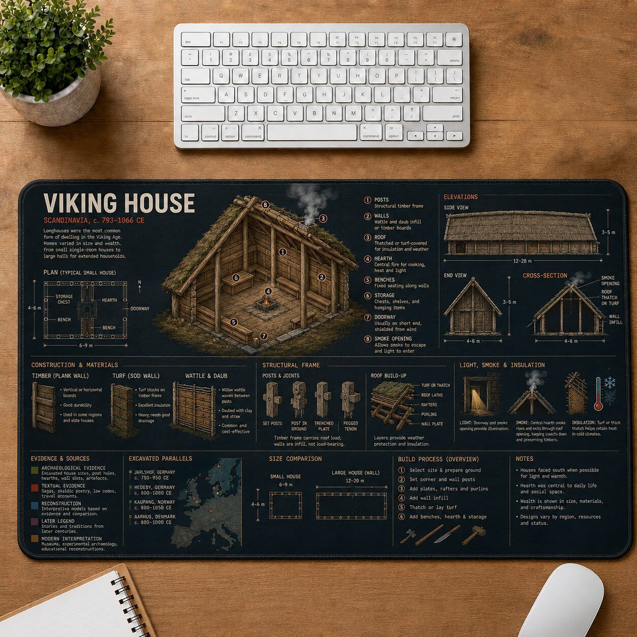 Viking House Viking History and Culture Guide Desk Mat | 5To9Vibe