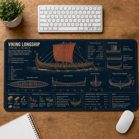 Viking Longship Viking History and Culture Guide Desk Mat | 5To9Vibe