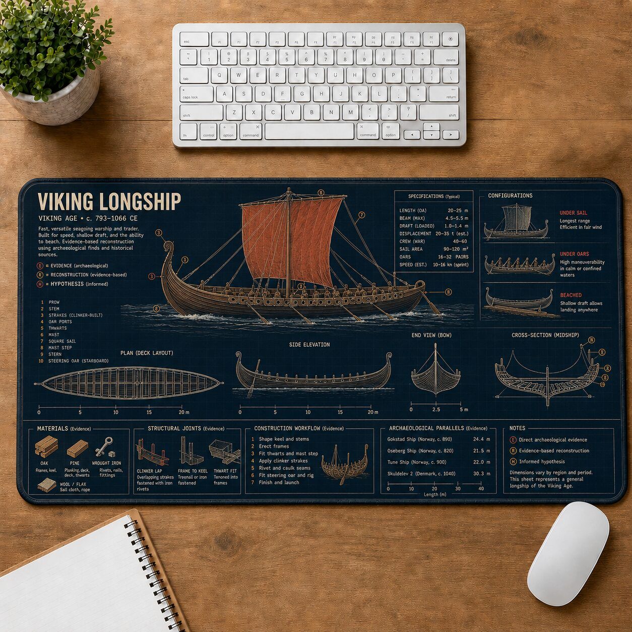 Viking Longship Viking History and Culture Guide Desk Mat | 5To9Vibe