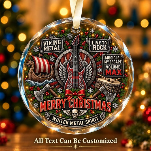 Viking Metal Personalized Glass Ornament | 5To9Vibe