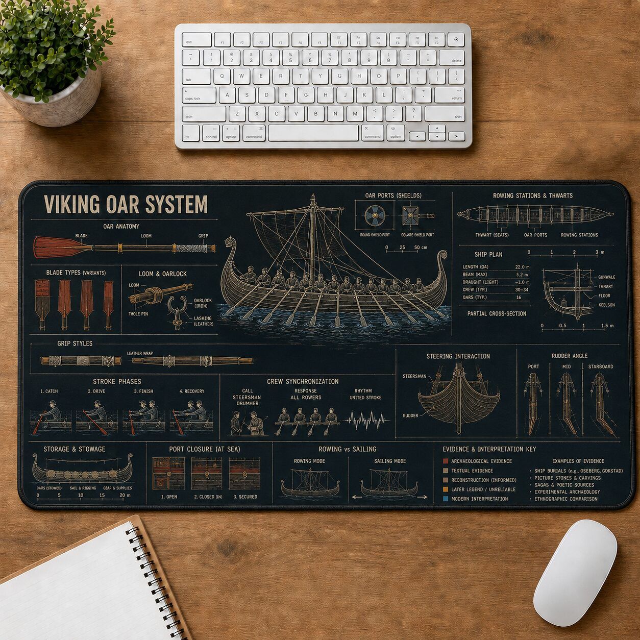 Viking Oar System Viking History and Culture Guide Desk Mat | 5To9Vibe
