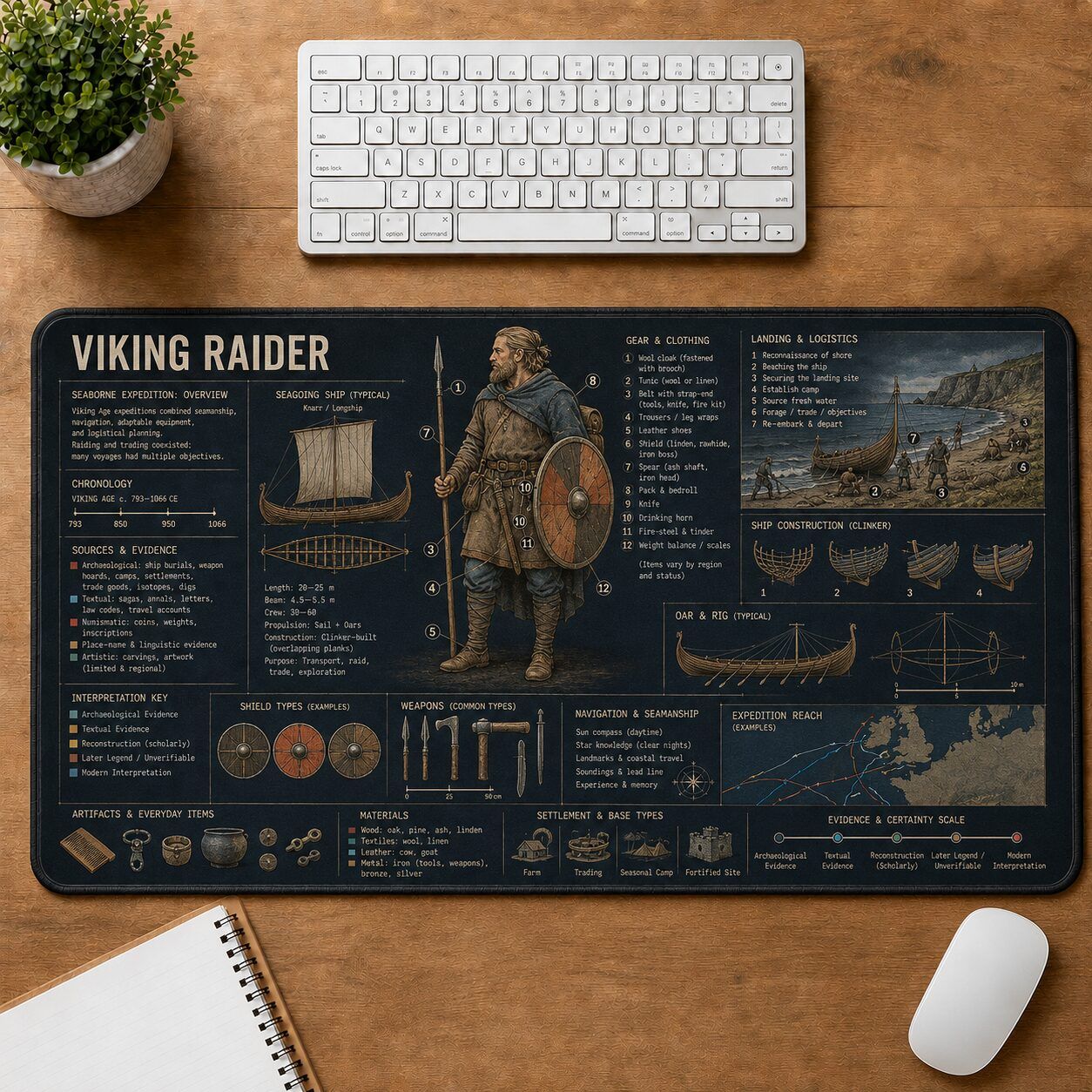 Viking Raider Viking History and Culture Guide Desk Mat | 5To9Vibe