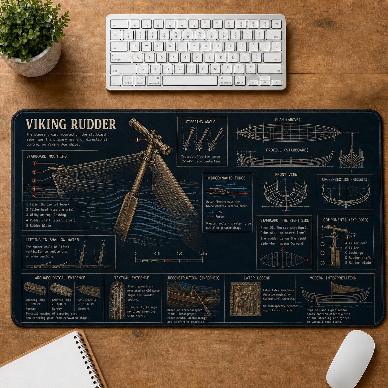 Viking Rudder Viking History and Culture Guide Desk Mat | 5To9Vibe