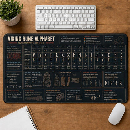 Viking Rune Alphabet Viking History and Culture Guide Desk Mat | 5To9Vibe