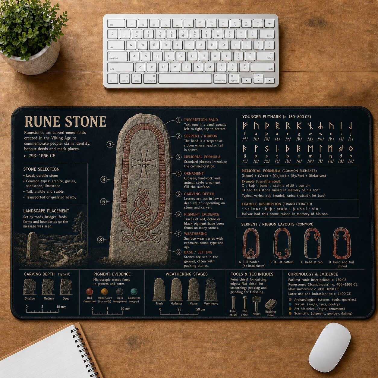 Viking Rune Stone Viking History and Culture Guide Desk Mat | 5To9Vibe