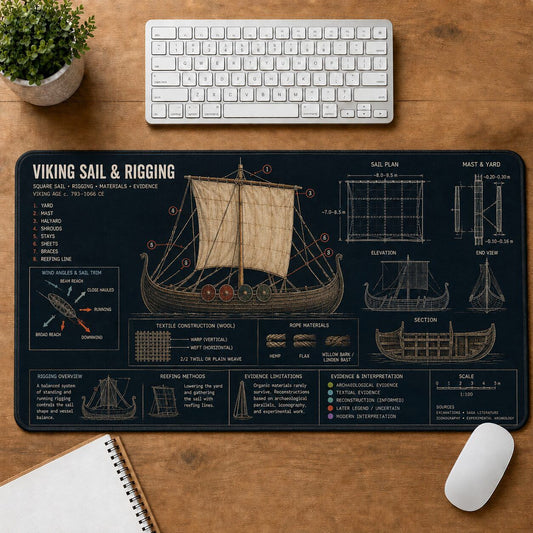 Viking Sail Rigging Viking History and Culture Guide Desk Mat | 5To9Vibe