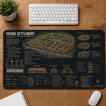 Viking Settlement Viking History and Culture Guide Desk Mat | 5To9Vibe
