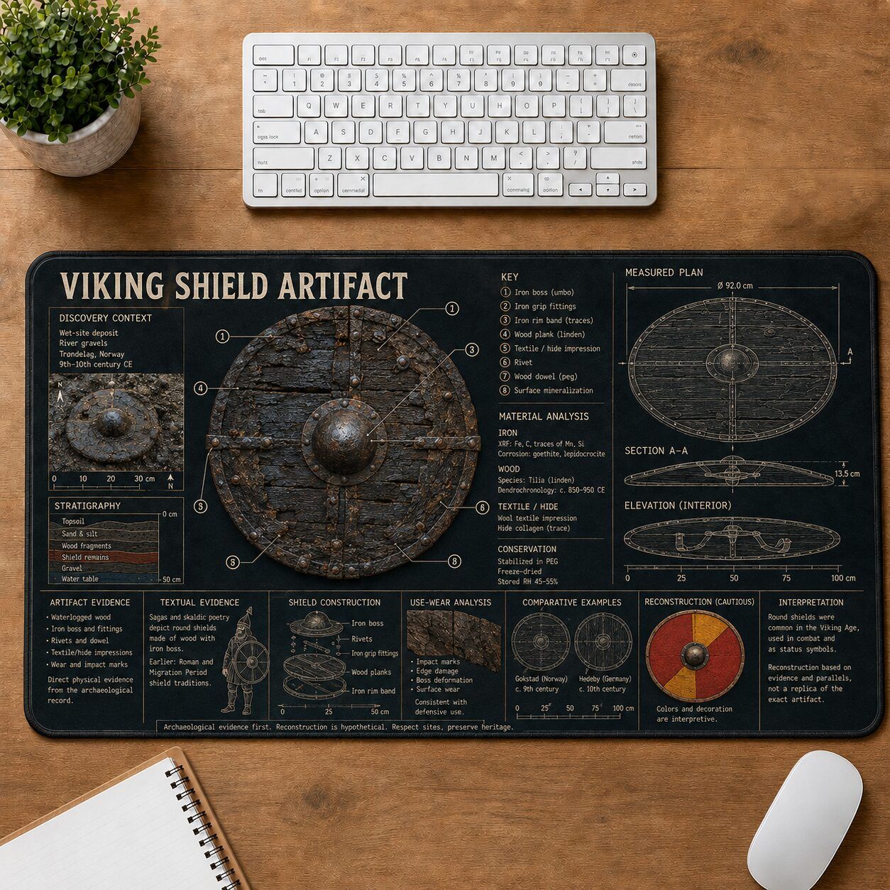Viking Shield Artifact Viking History and Culture Guide Desk Mat | 5To9Vibe