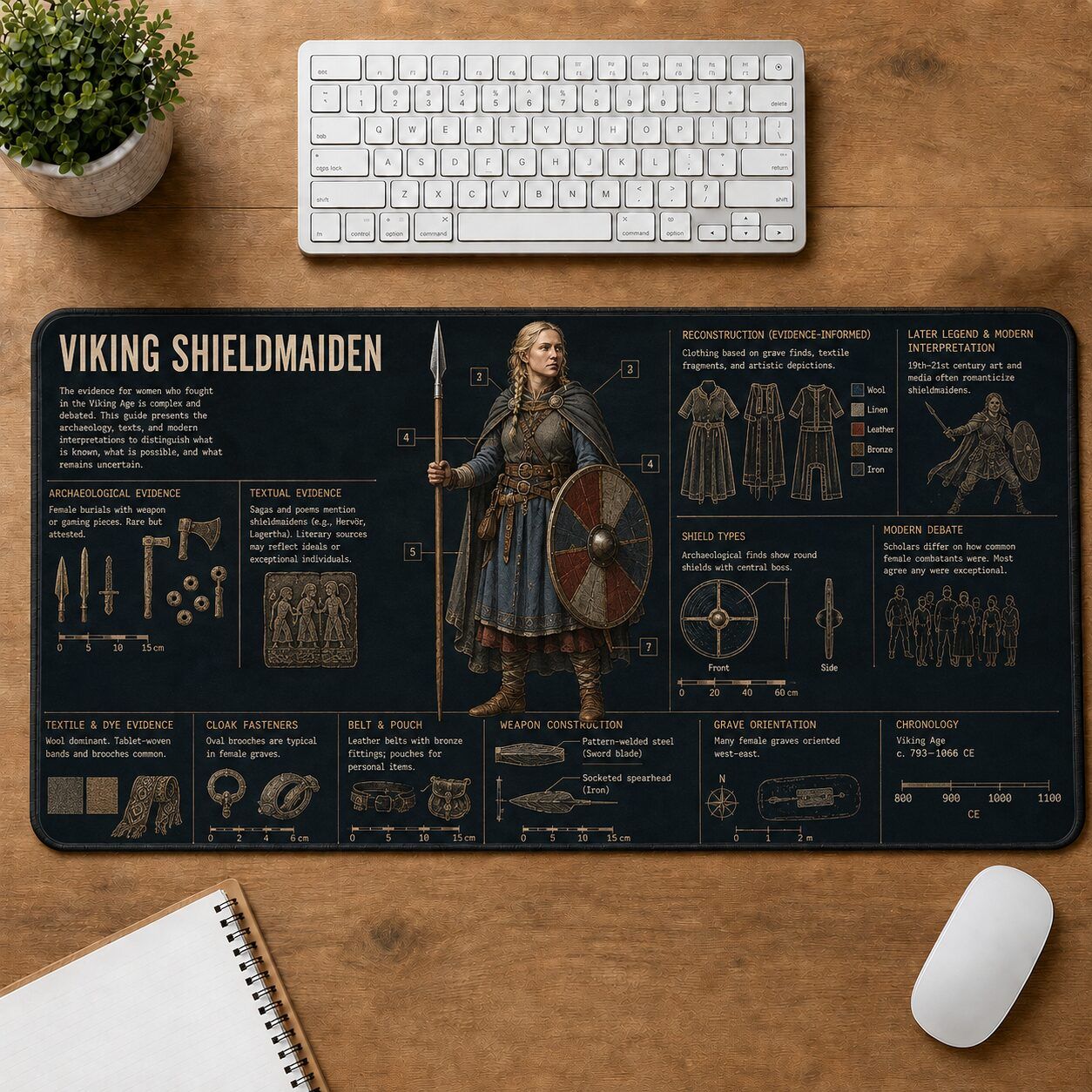 Viking Shieldmaiden Viking History and Culture Guide Desk Mat | 5To9Vibe