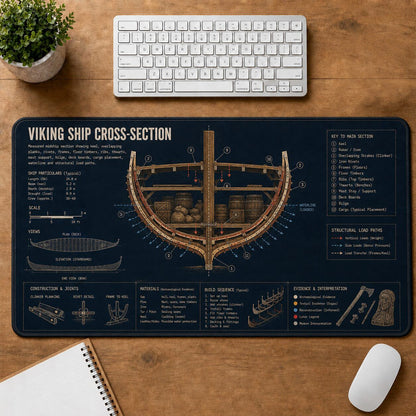 Viking Ship Cross Section Viking History and Culture Guide Desk Mat | 5To9Vibe