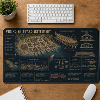 Viking Shipyard Settlement Viking History and Culture Guide Desk Mat | 5To9Vibe