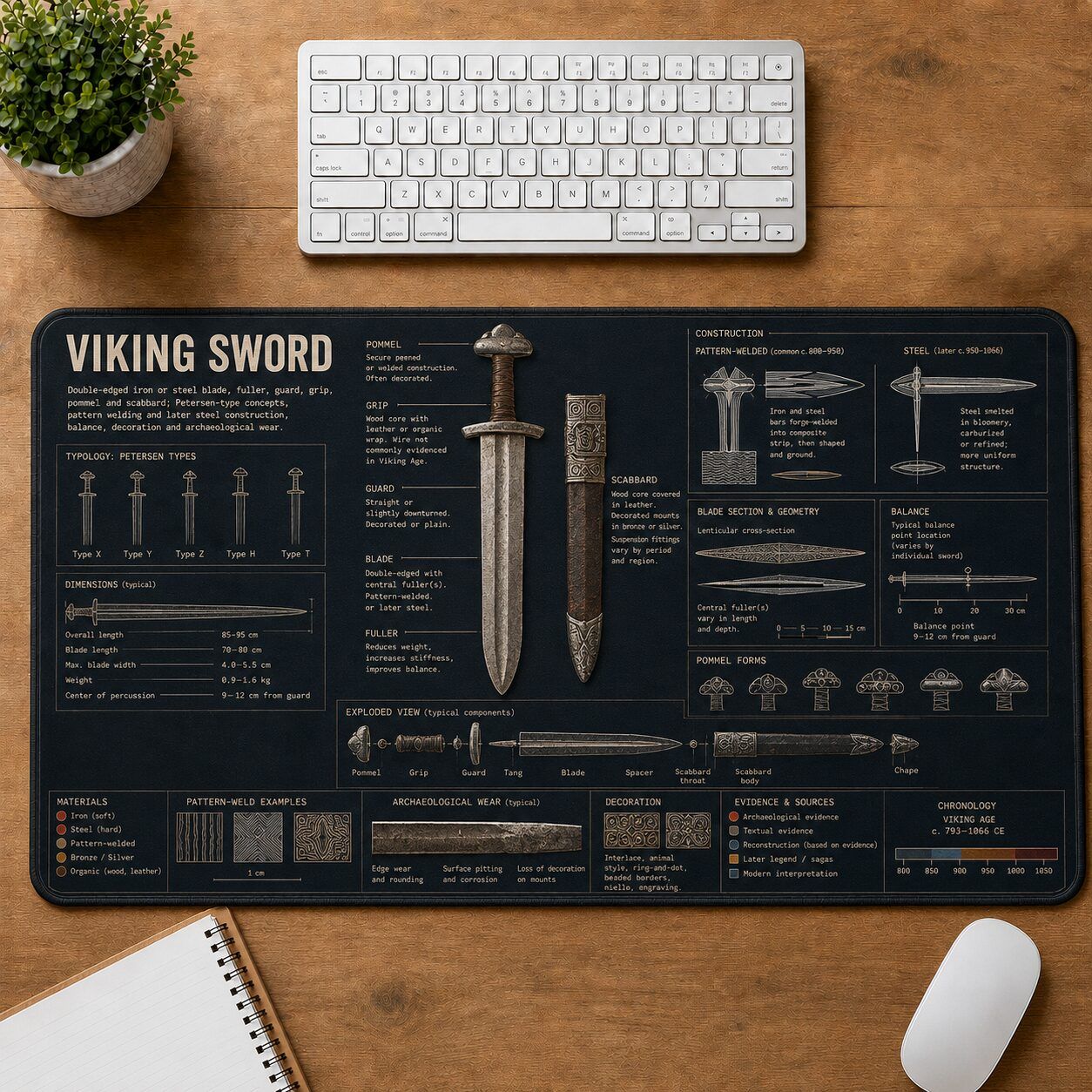Viking Sword Viking History and Culture Guide Desk Mat | 5To9Vibe