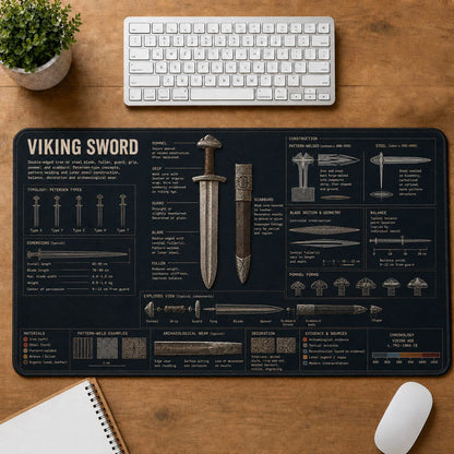 Viking Sword Viking History and Culture Guide Desk Mat | 5To9Vibe