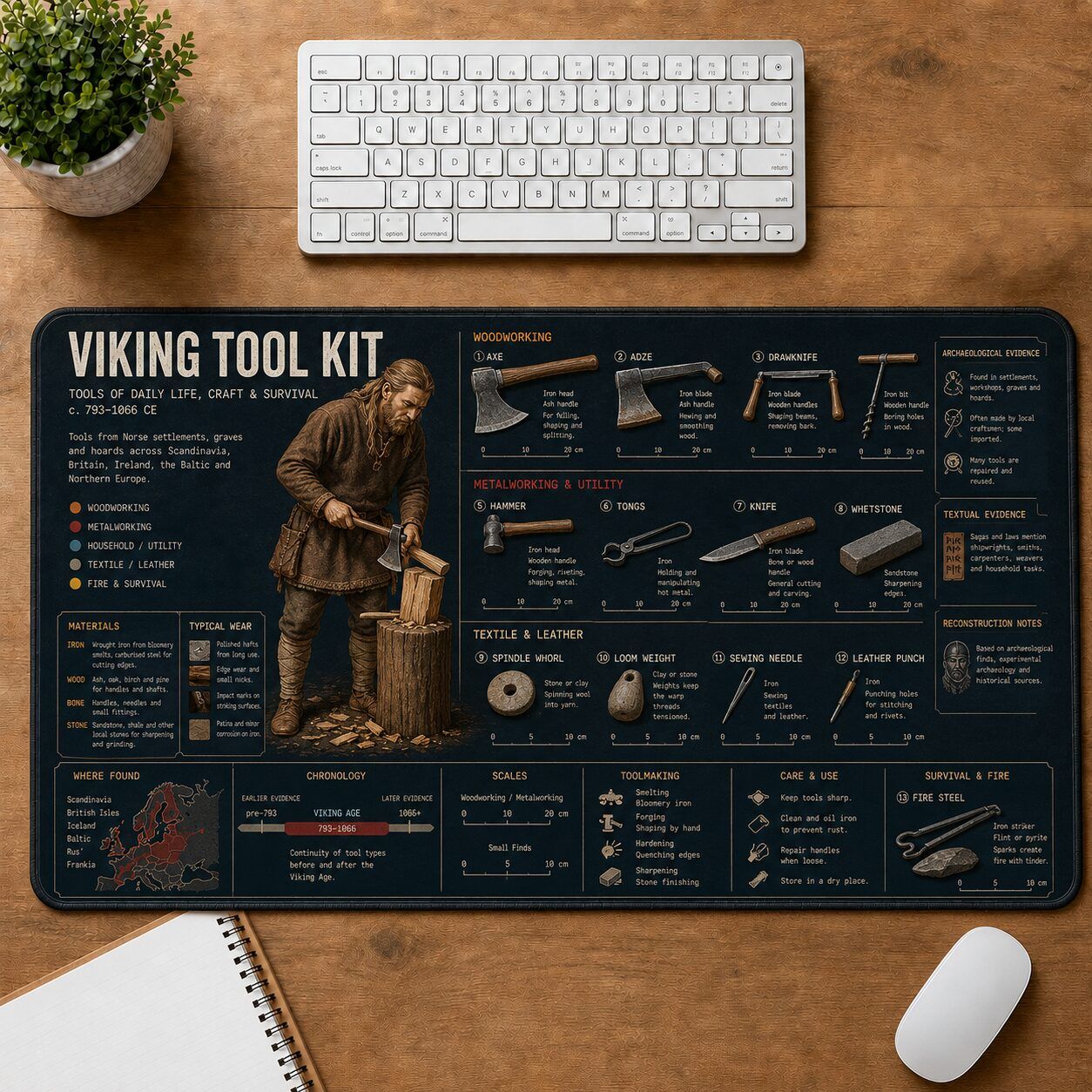 Viking Tool Kit Viking History and Culture Guide Desk Mat | 5To9Vibe