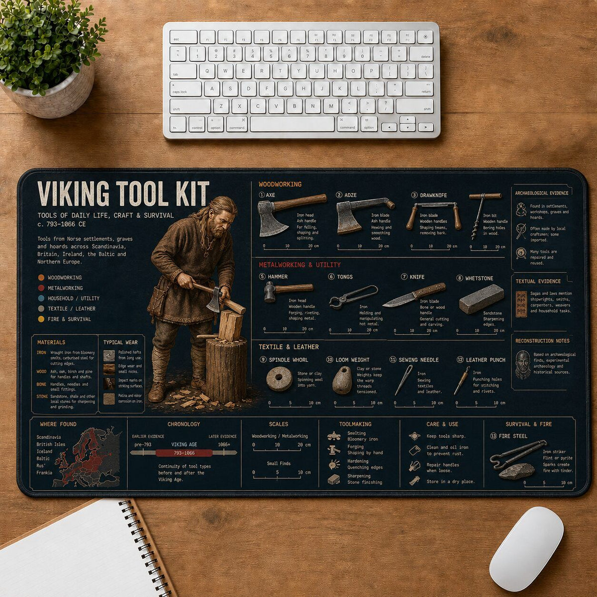 Viking Tool Kit Viking History and Culture Guide Desk Mat | 5To9Vibe