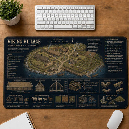 Viking Village Viking History and Culture Guide Desk Mat | 5To9Vibe