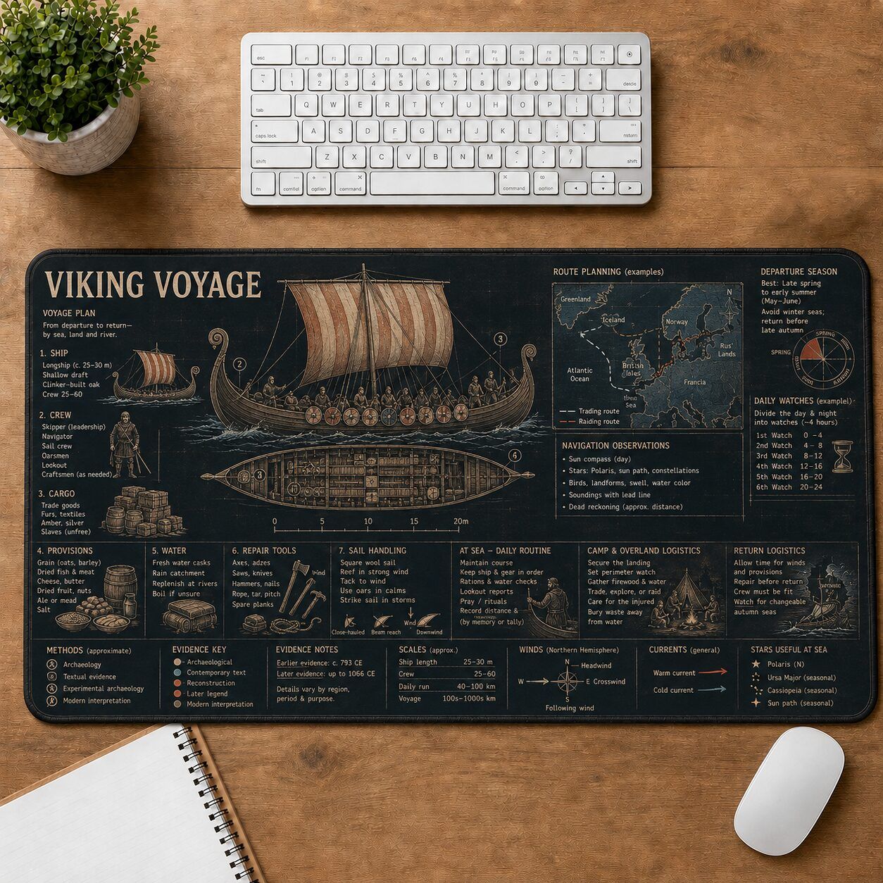 Viking Voyage Viking History and Culture Guide Desk Mat | 5To9Vibe