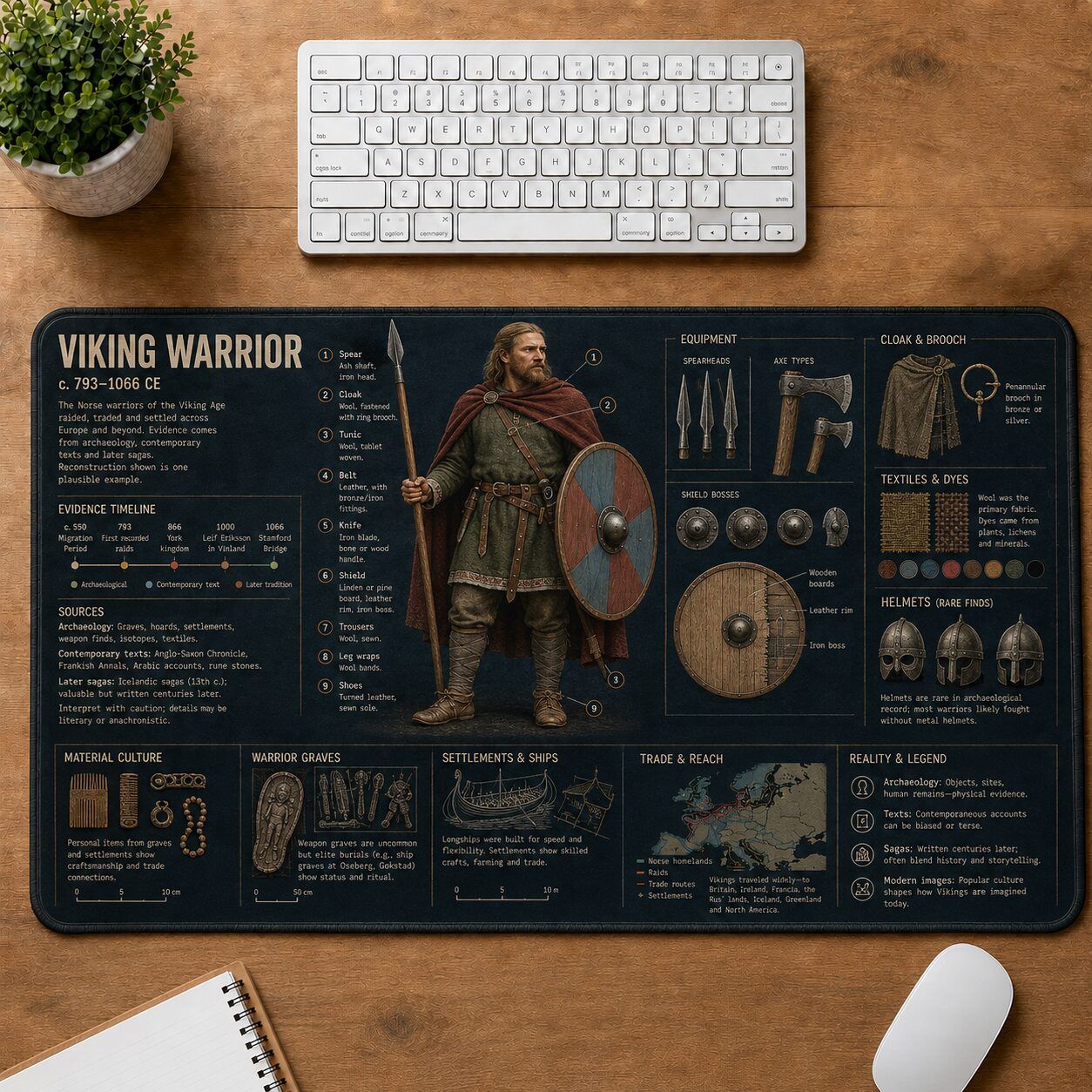 Viking Warrior Viking History and Culture Guide Desk Mat | 5To9Vibe