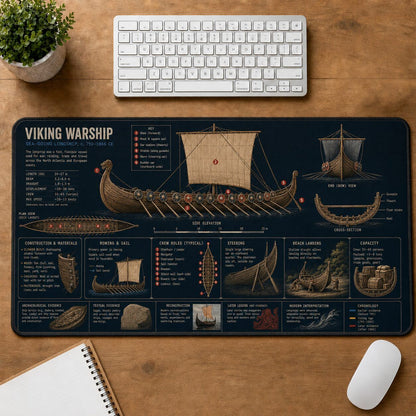 Viking Warship Viking History and Culture Guide Desk Mat | 5To9Vibe