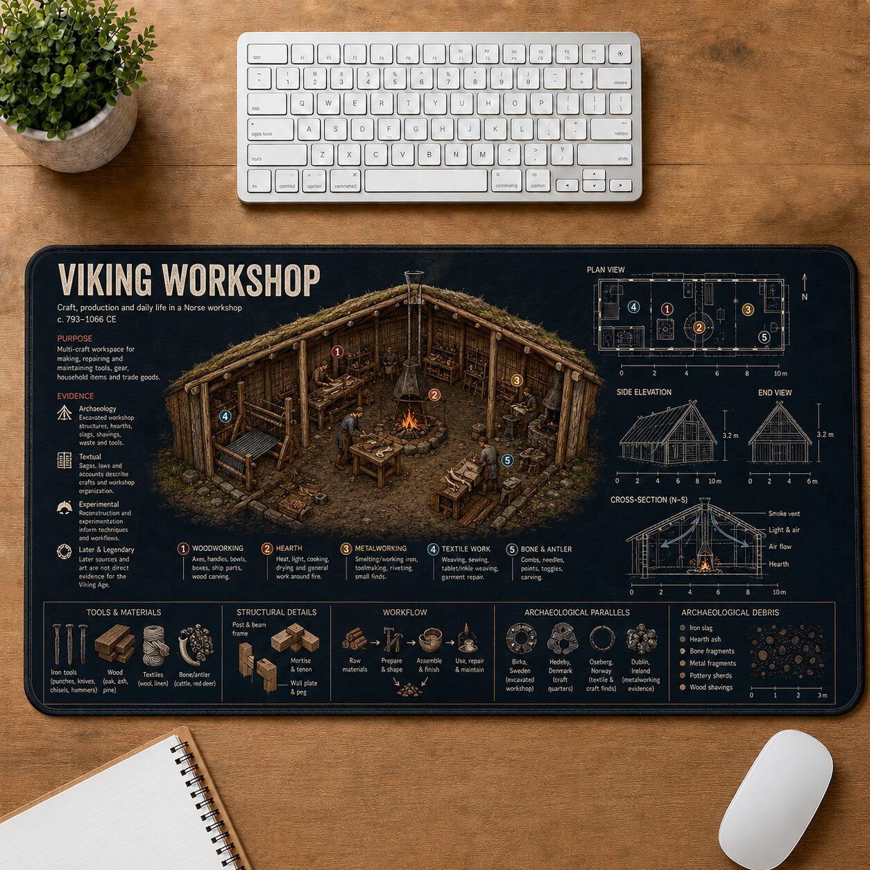 Viking Workshop Viking History and Culture Guide Desk Mat | 5To9Vibe
