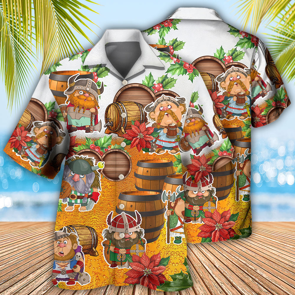 Viking Loves Beer Funny Christmas Style - Hawaiian Shirt 