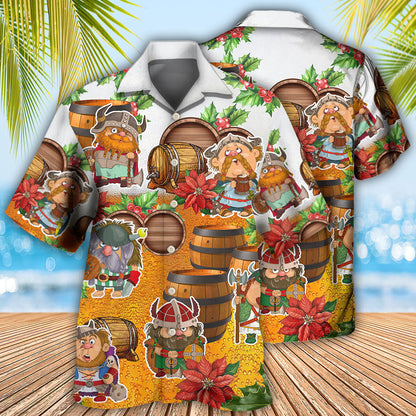 Viking Loves Beer Funny Christmas Style - Hawaiian Shirt 