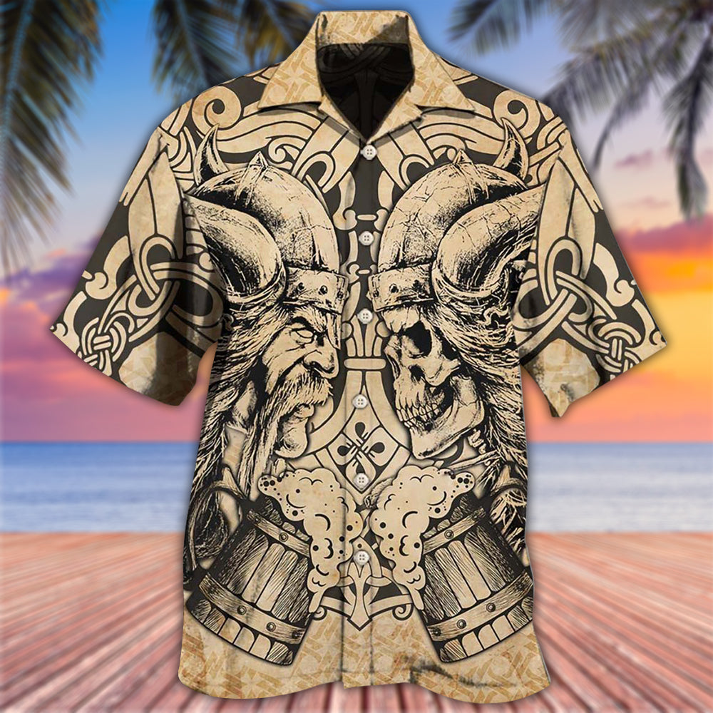 Viking Old Man With Skull Vintage - Hawaiian Shirt 