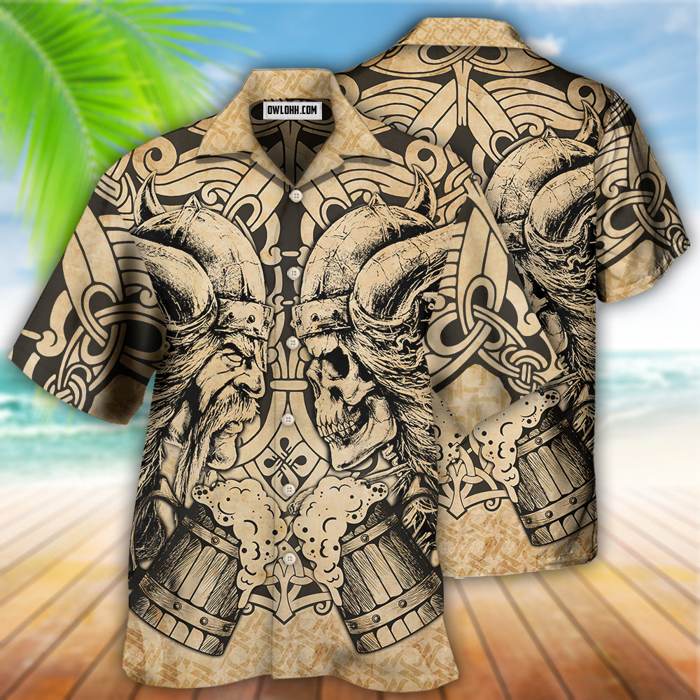 Viking Old Man With Skull Vintage - Hawaiian Shirt 