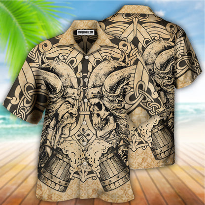 Viking Old Man With Skull Vintage - Hawaiian Shirt 