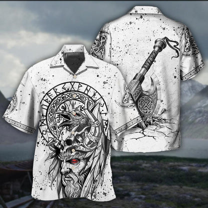 Viking Victory Black And White Style - Hawaiian Shirt 