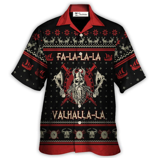 Hawaiian Shirt / Adults / S Viking Valhalla Black And Red - Hawaiian Shirt 