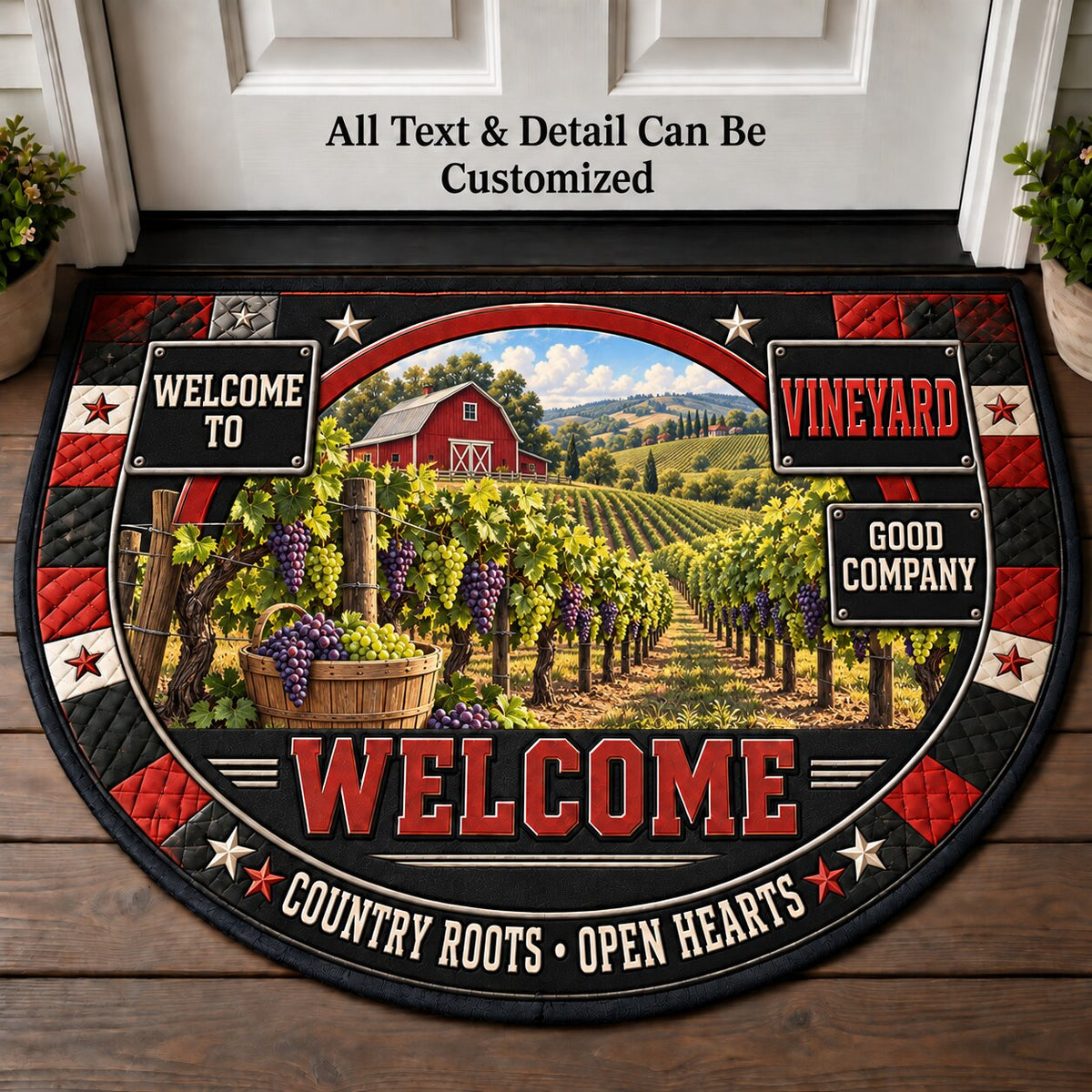 Vineyard Personalized Half Round Mat | 5To9Vibe