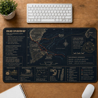 Vinland Exploration Map Viking History and Culture Guide Desk Mat | 5To9Vibe
