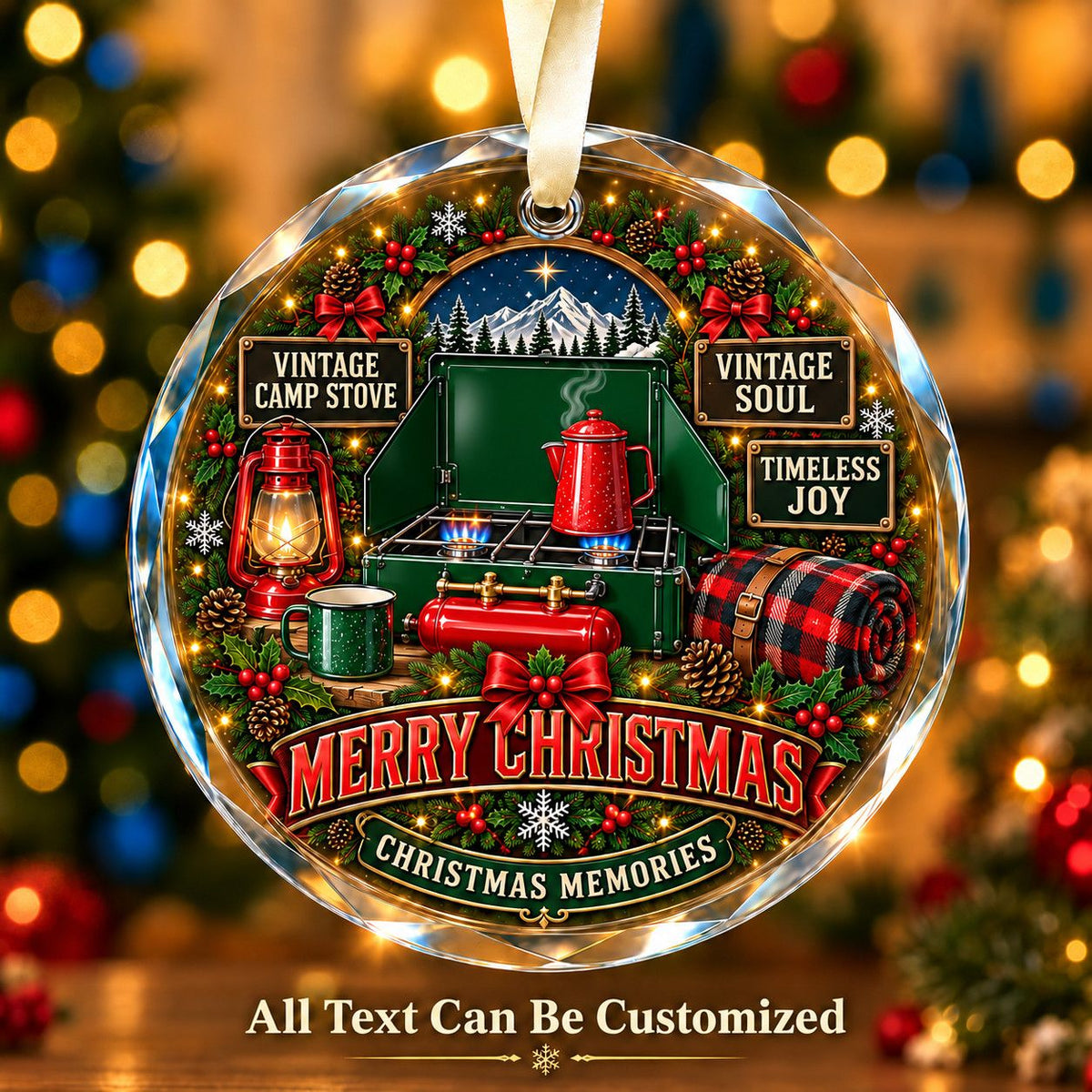 Vintage Camp Stove Personalized Glass Ornament | 5To9Vibe