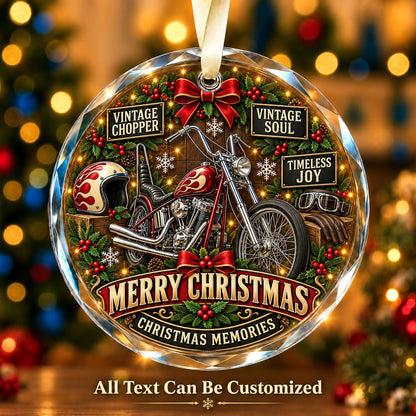 Vintage Chopper Personalized Glass Ornament | 5To9Vibe