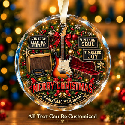Vintage Electric Guitar Personalized Glass Ornament | 5To9Vibe