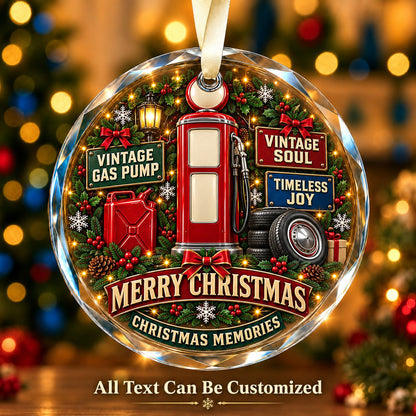 Vintage Gas Pump Personalized Glass Ornament | 5To9Vibe