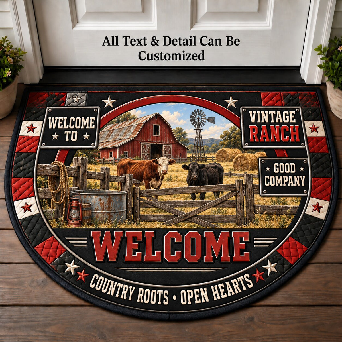 Vintage Ranch Personalized Half Round Mat | 5To9Vibe