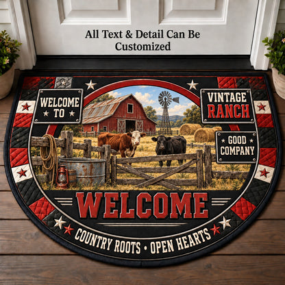 Vintage Ranch Personalized Half Round Mat | 5To9Vibe
