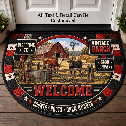 Vintage Ranch Personalized Half Round Mat | 5To9Vibe