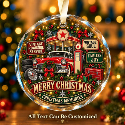 Vintage Roadside Service Personalized Glass Ornament | 5To9Vibe