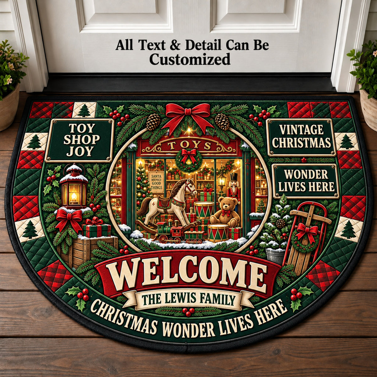 Vintage Toy Shop Personalized Half Round Mat | 5To9Vibe
