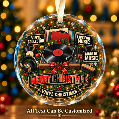 Vinyl Collector Design 2 Personalized Glass Ornament | 5To9Vibe