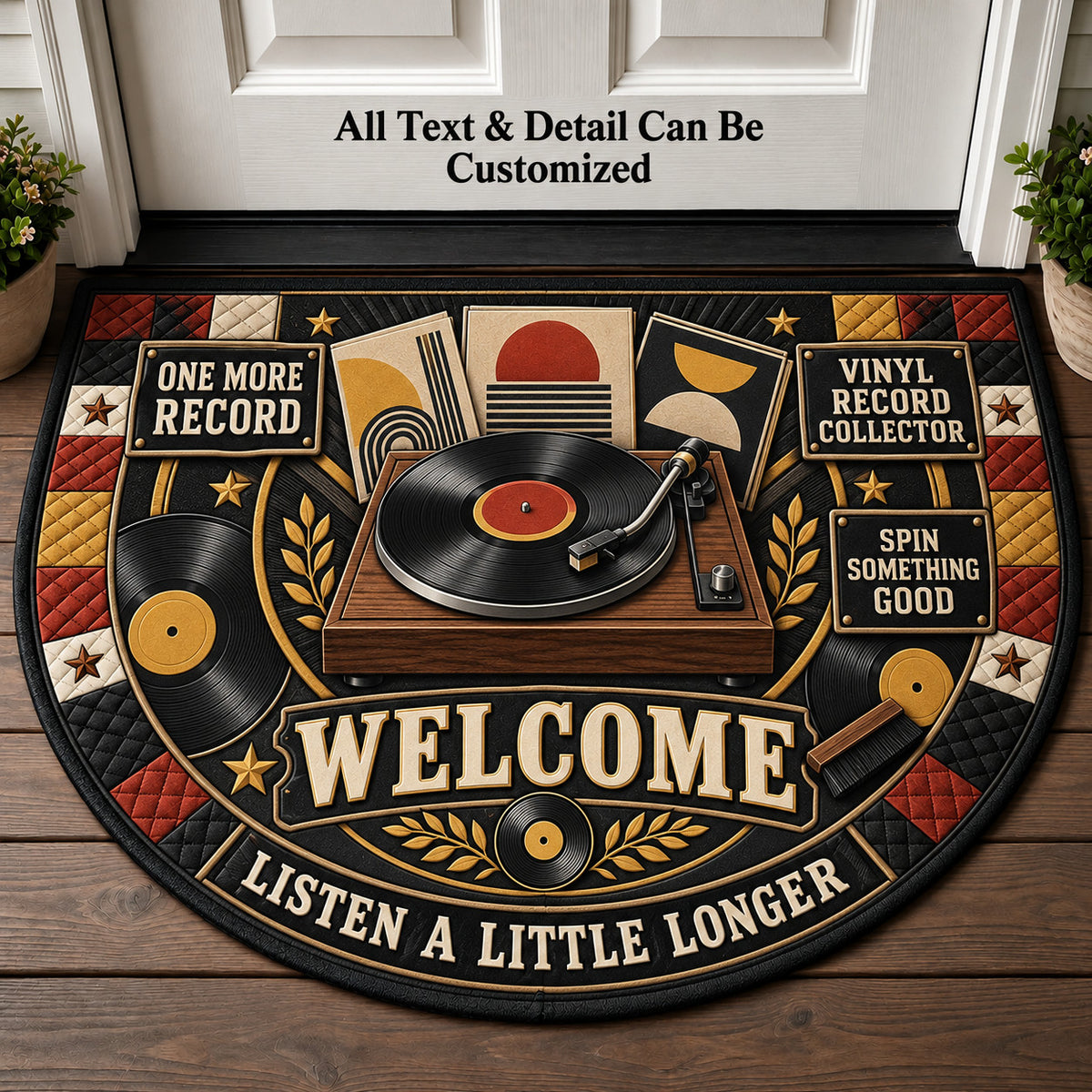 Vinyl Record Collector Personalized Half Round Mat | 5To9Vibe